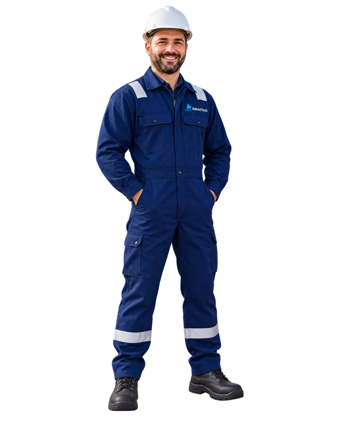 Marine supply engineer in UAE wearing Bahari Tech safety workwear