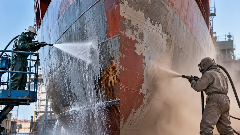 Hydroblasting vs abrasive blasting on a steel surface before coating