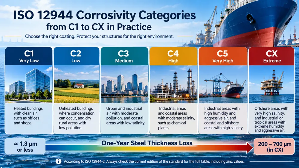 Offshore platform crew transfer showing the CX corrosivity category environment at sea