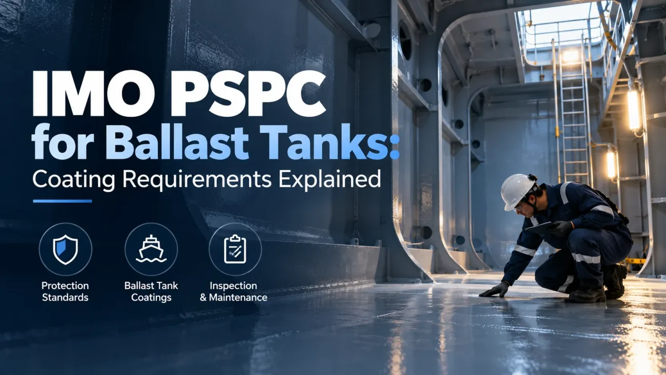 Oil tanker moving out of a shipyard, where IMO PSPC ballast tanks coating rules apply to new ships