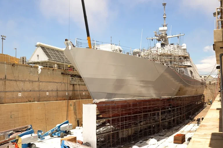Marine paint consumption: ship hull in dry dock before recoating