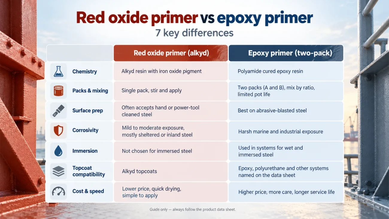 Corroded steel surface showing why red oxide primer vs epoxy primer choice matters